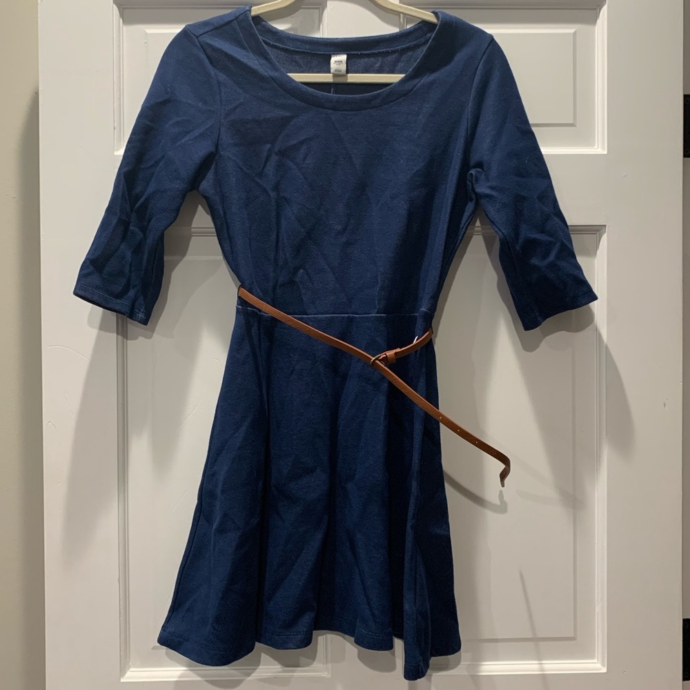 Old Navy 3/4 Sleeve Skater Belted Mini Dress